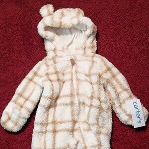 Carter's Baby Hooded Sherpa Pram Plaid Jumpsuit